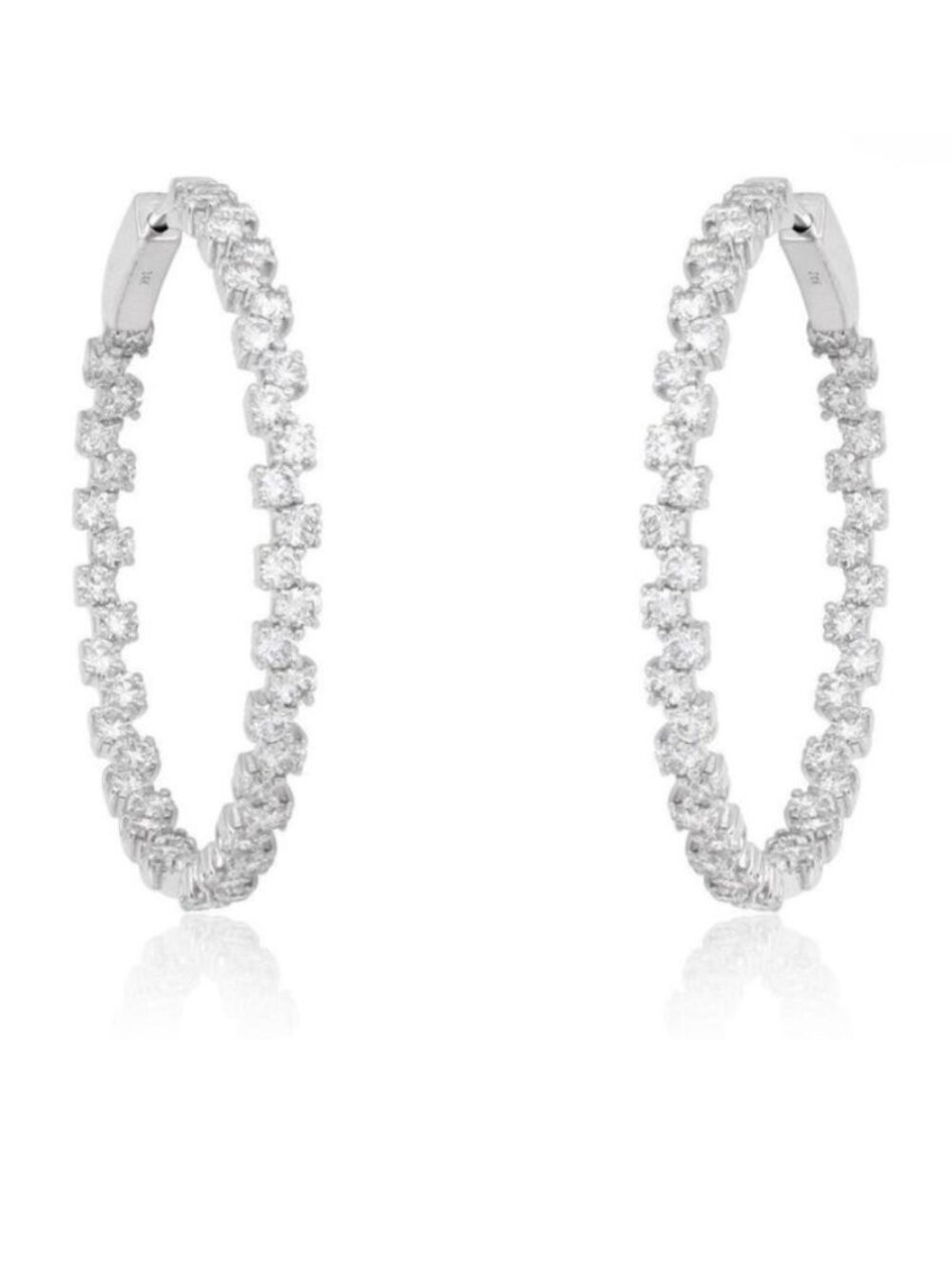Eclipse Prong 14K (or 18k upon request) White Gold Diamond Hoop Earrings